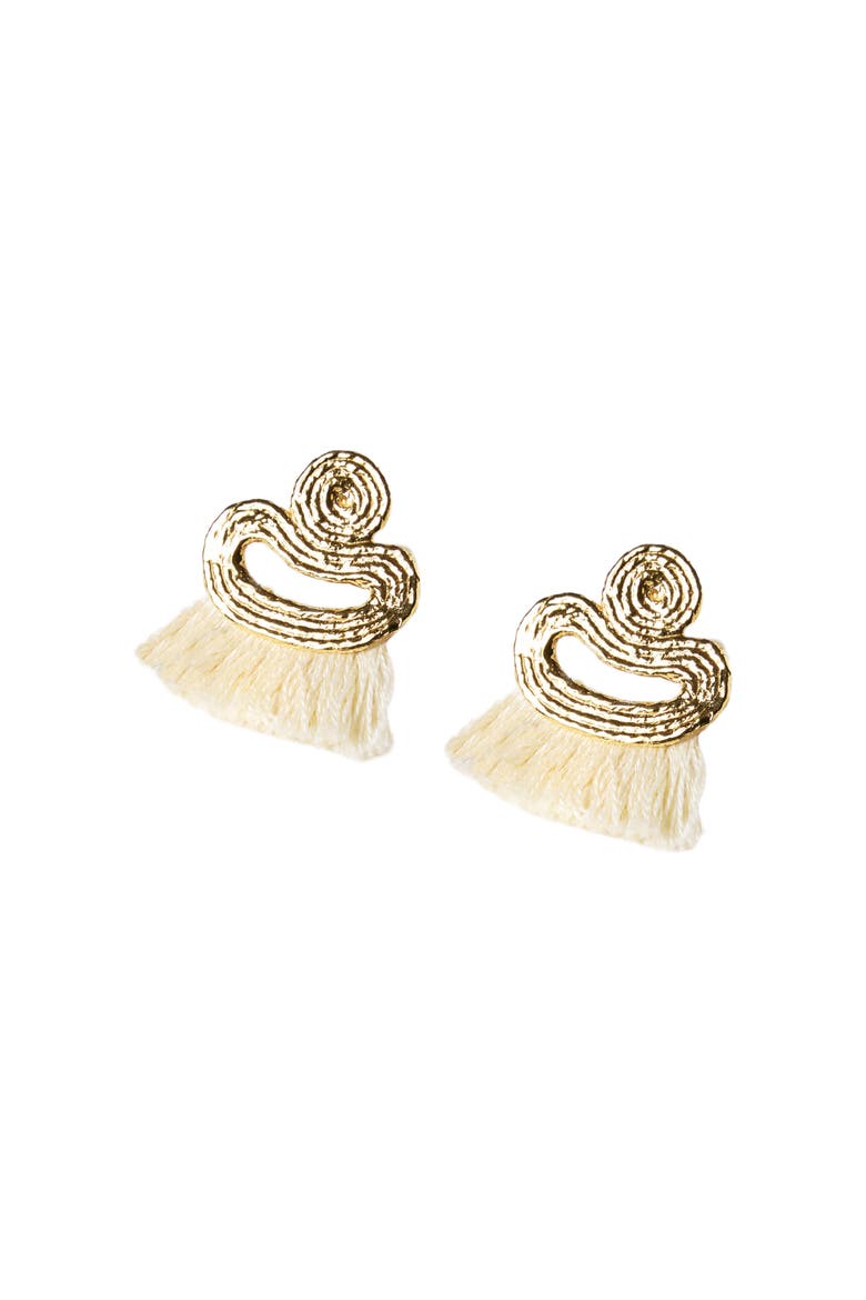 Sonia Tassel Earrings - 14K Gold Plate, Main, color, Gold, Créme