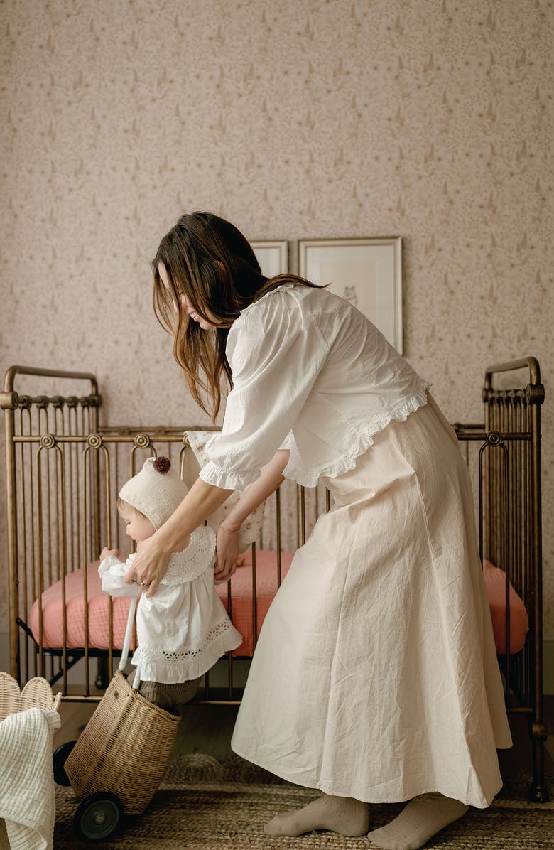 Oilo Organic Cotton Muslin Crib Sheet, Alternate, color, Rose