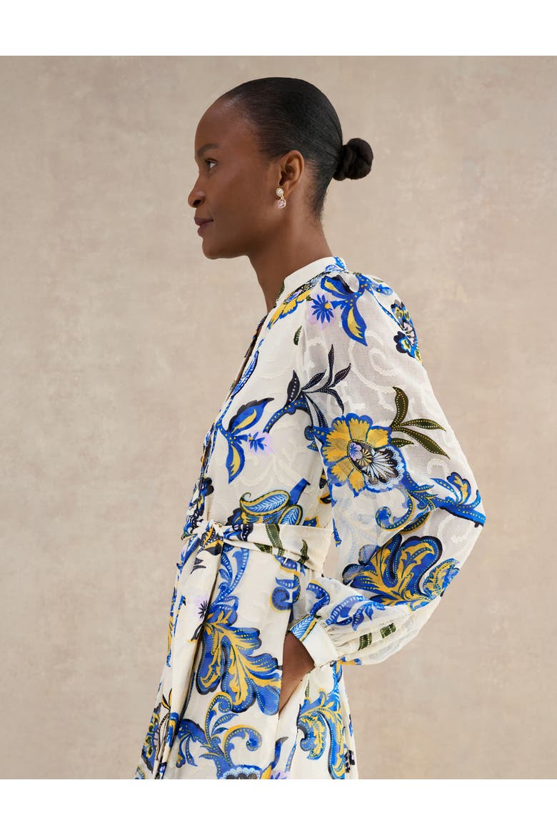 Shanice Belted Maxi Shirt Dress, Alternate, color, Cream Multi