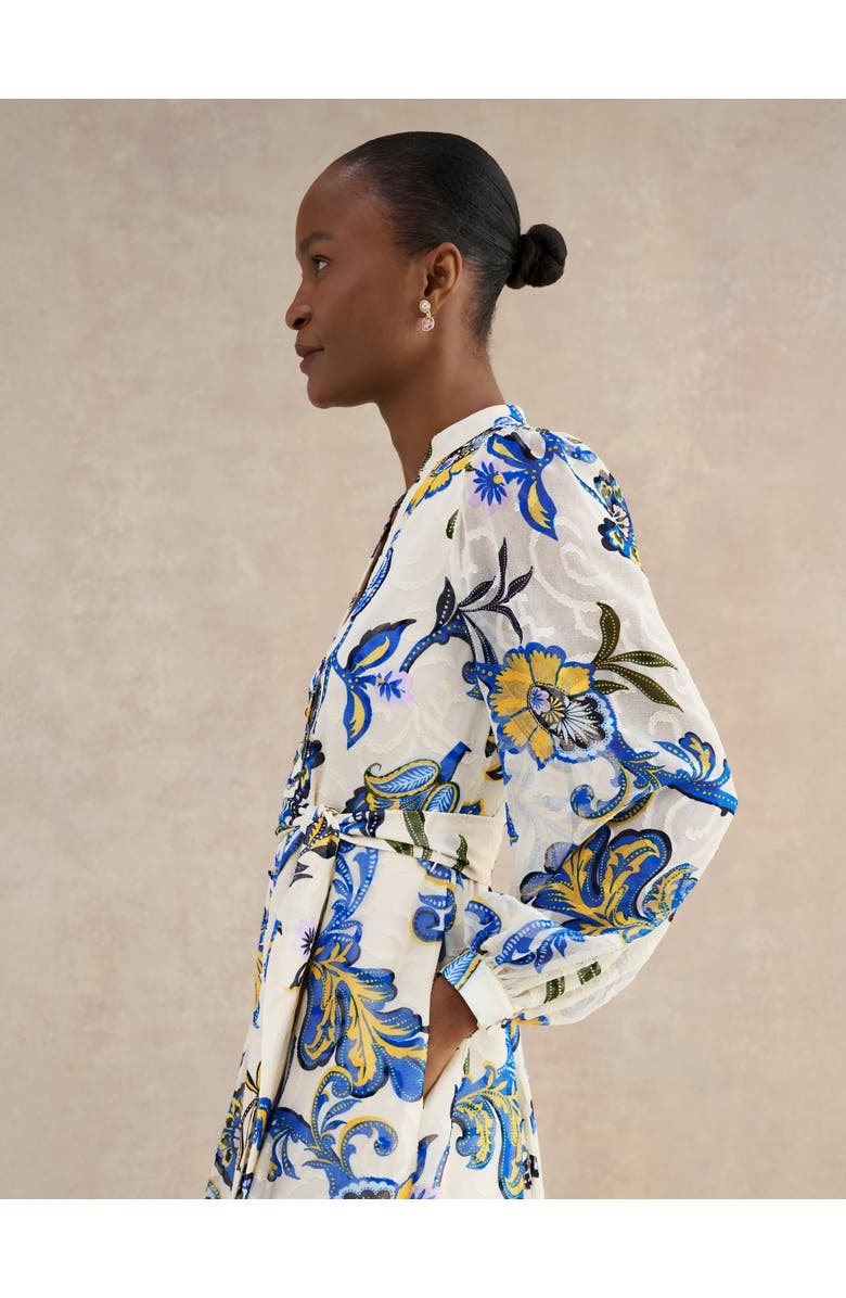 HOBBS LONDON Shanice Belted Maxi Shirt Dress, Alternate, color, Cream Multi