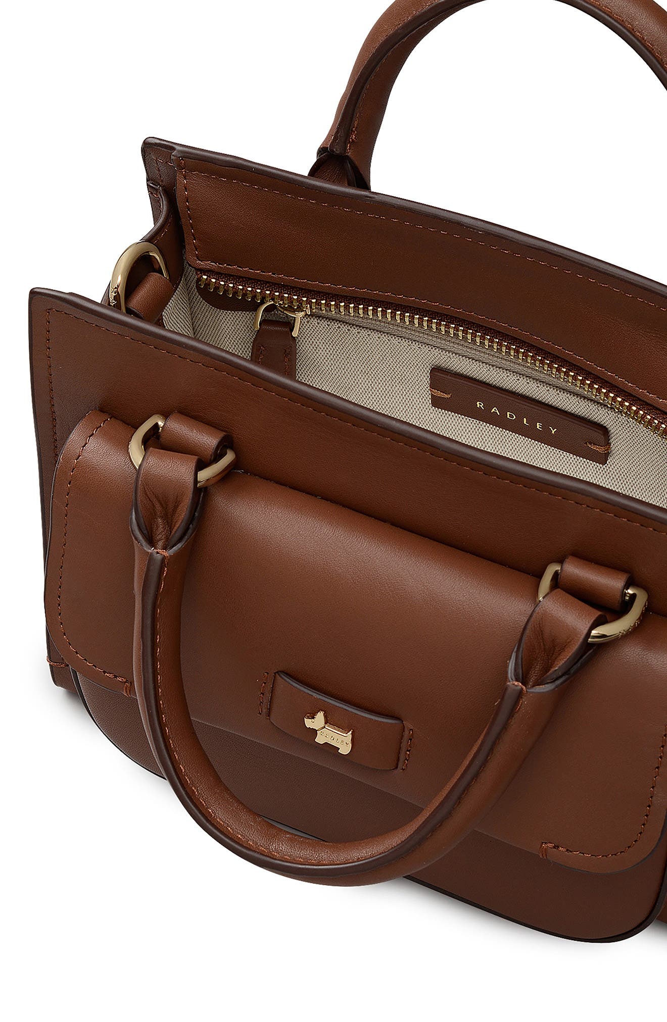 Radley Talbot Way Small Zip Top Leather Satchel, Alternate, color, Cherrywood