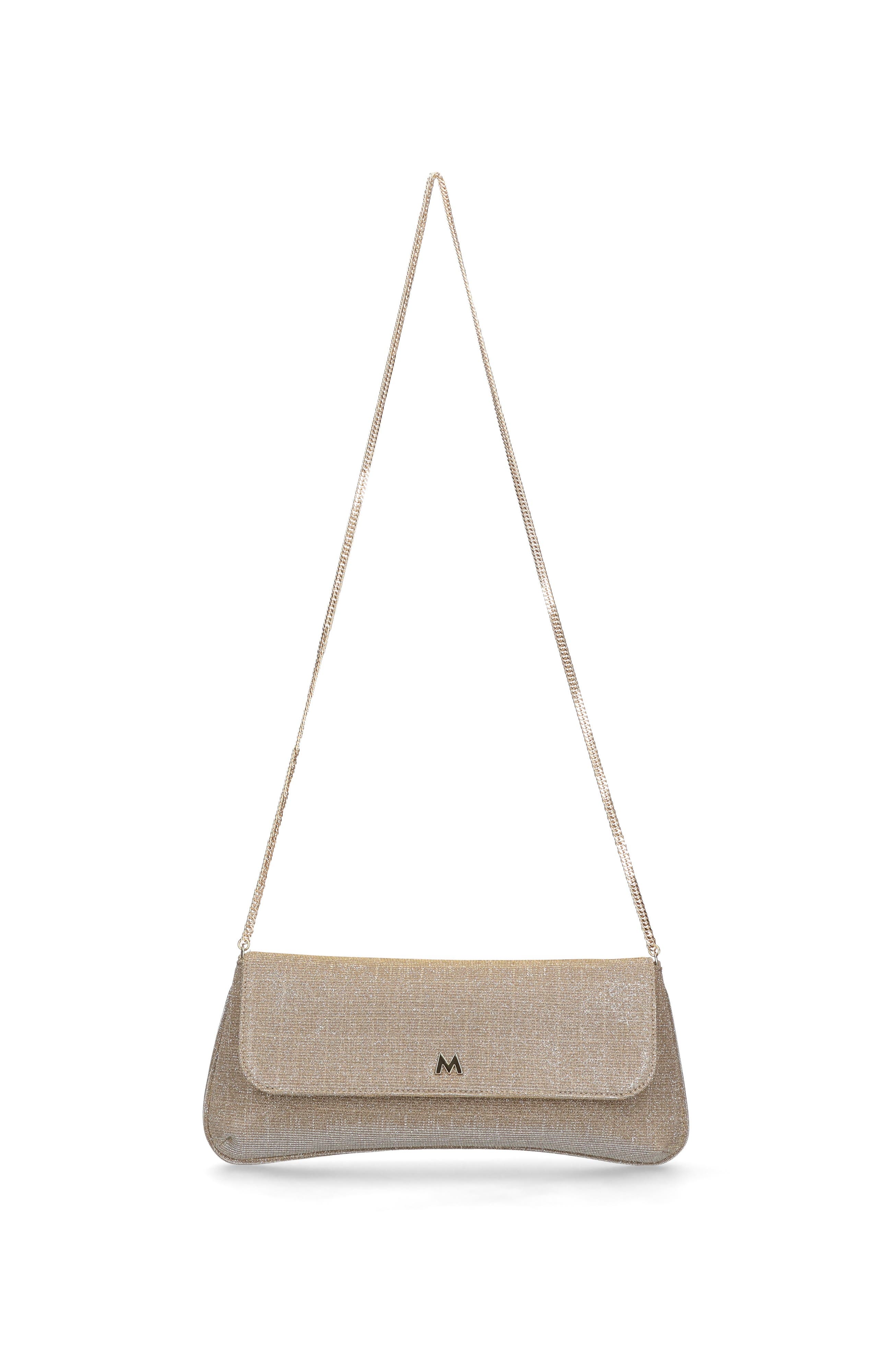 MASCARO Medium Clutch With Cross Body Chain Strap, Main, color, Champagne Gold