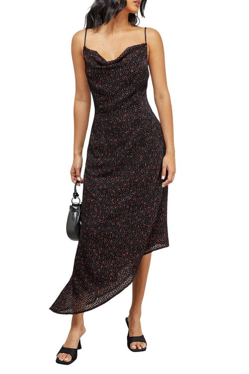 Warehouse Spot Devore Cowl Neck Maxi Dress In Multi