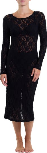 Signature Long Sleeve Sheer Lace Midi Dress