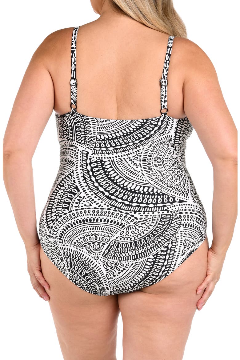 Dreamcatcher Abstract Print One-Piece Swimsuit, Alternate, color, IVORY/BLACK