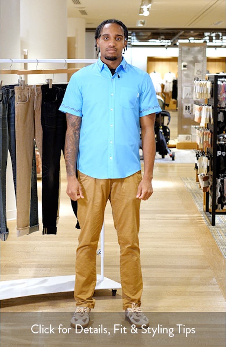 Weekend Wave Embroidered Short Sleeve Performance Button-Up Shirt, sales video thumbnail