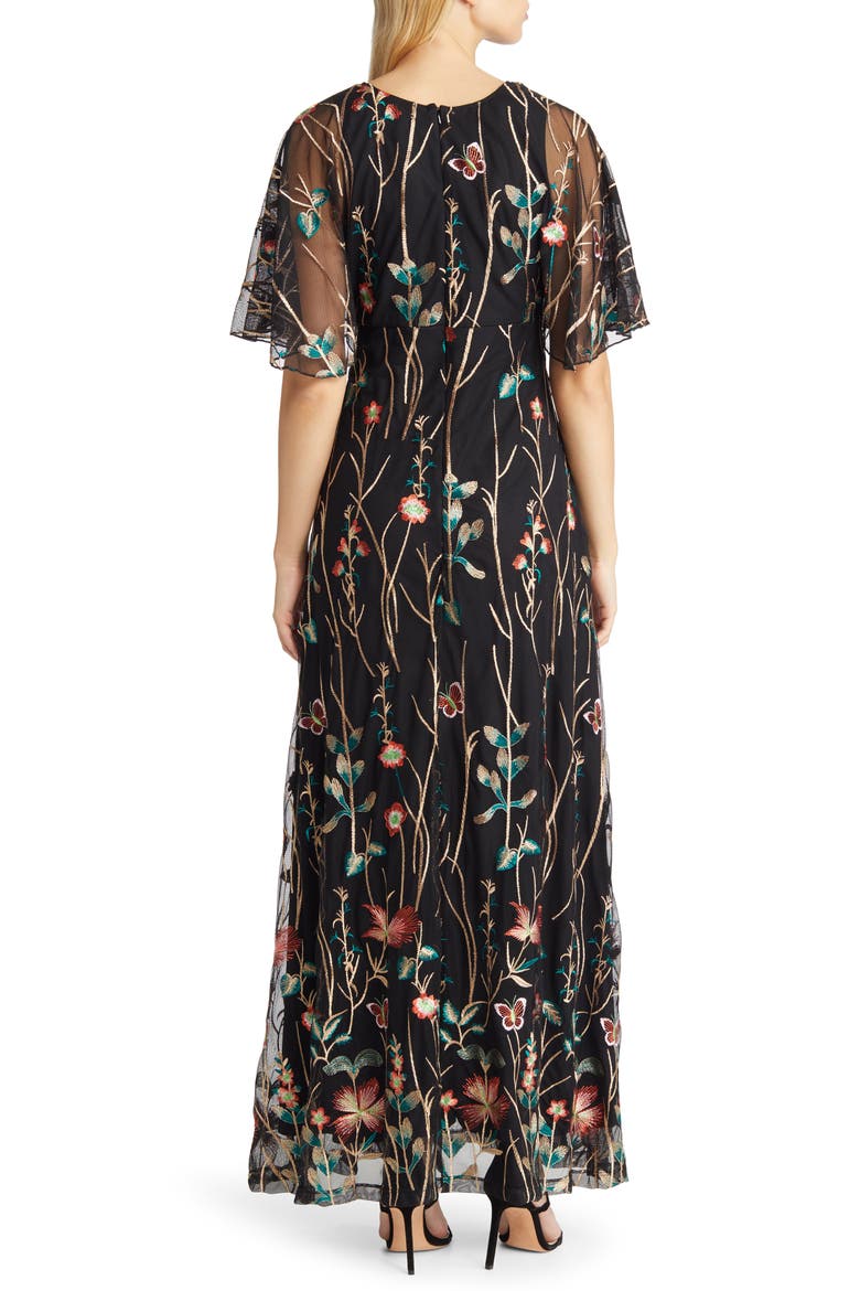Embroidered Elegance Evening Gown with Sleeves, Alternate, color, ONYX