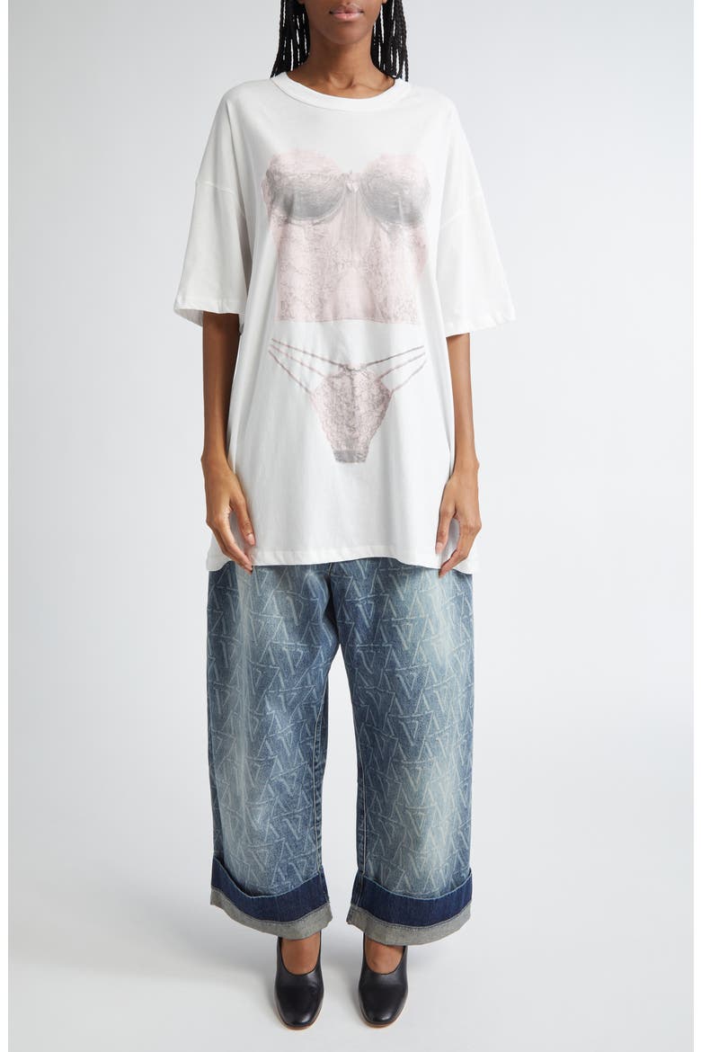 Vaquera Lingerie Trompe l'Oeil Oversize Graphic T-Shirt (Women