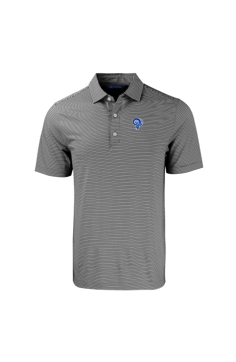 Cutter & Buck Men's Cutter & Buck  Black/White Los Angeles Rams Throwback Big & Tall Forge Eco Double Stripe Stretch Recycled Polo, Alternate, color, 