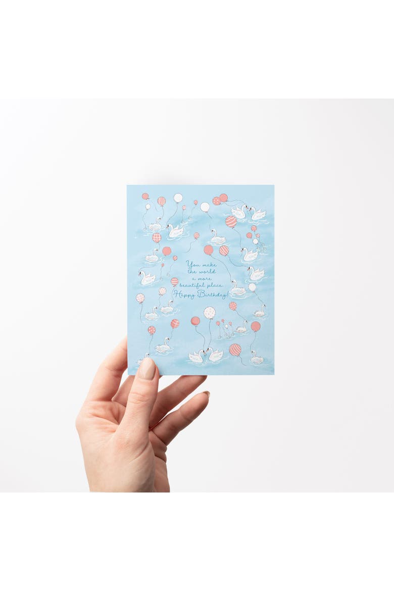 Birthday Greeting Card Pack (3ct) "Swans and Balloons", Alternate, color, Multi-Pack