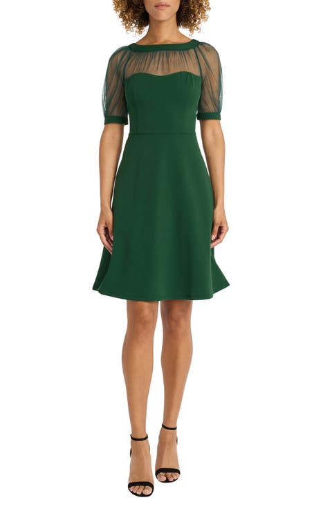 Mesh Illusion Short Sleeve Dress