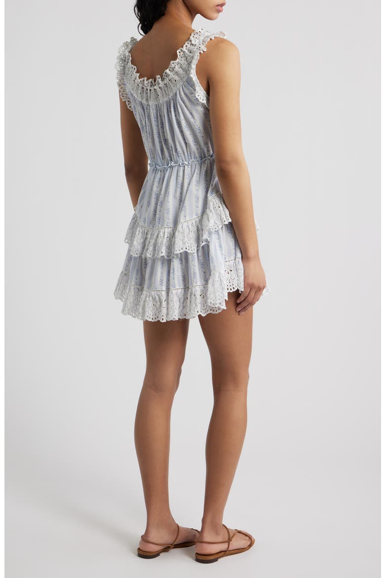 Zayan Floral Tiered Cotton Minidress, Alternate, color, SKY BONNET BLUE
