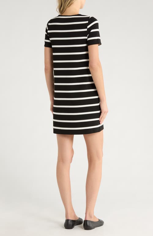 Rag & Bone Colette Stripe Short Sleeve Shift Dress In Black