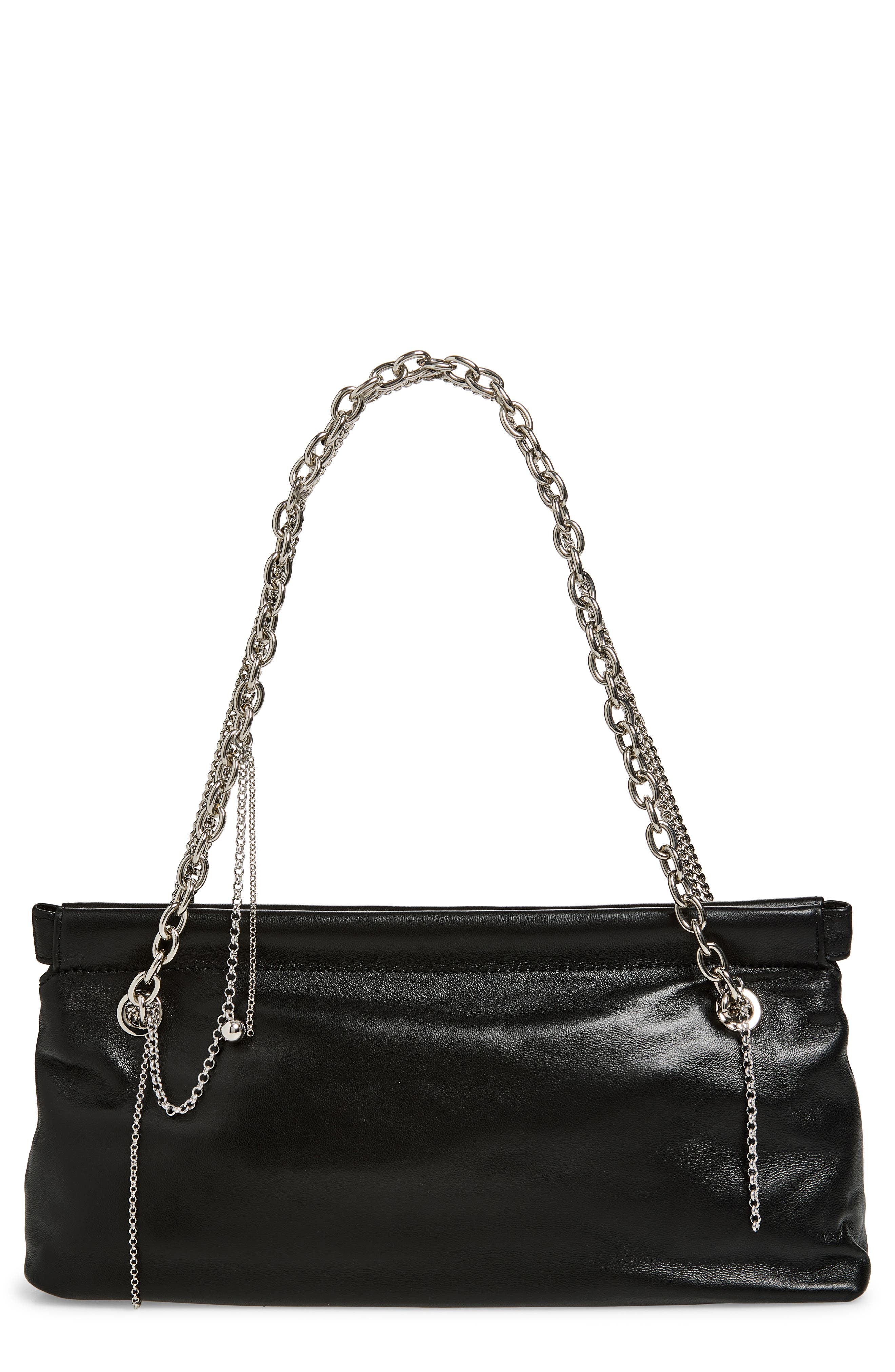 Flor Leather Chain Bag, Main, color, BLACK