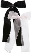 BP. Set of 2 Velvet & Organza Hair Bow Barrettes