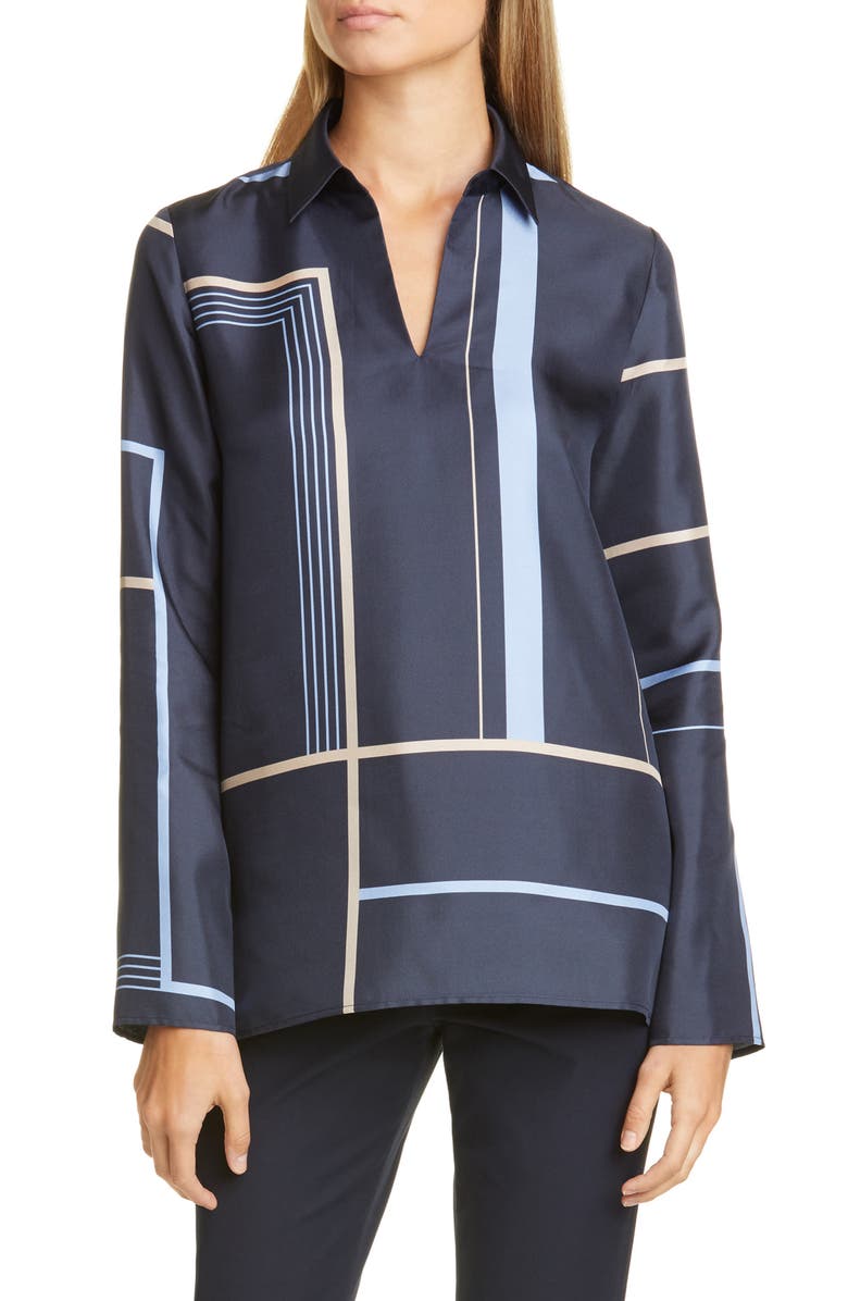 Lafayette 148 New York Nellie Silk Blouse, Main, color,