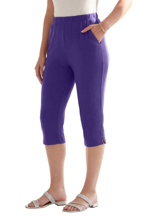 Plus Size Soft Knit Relaxed Pull-On Capri Pant (Plus)