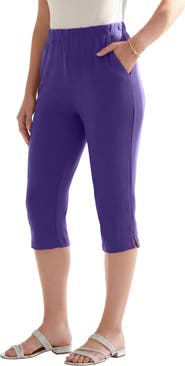Roaman's Plus Size Soft Knit Relaxed Pull-On Capri Pant