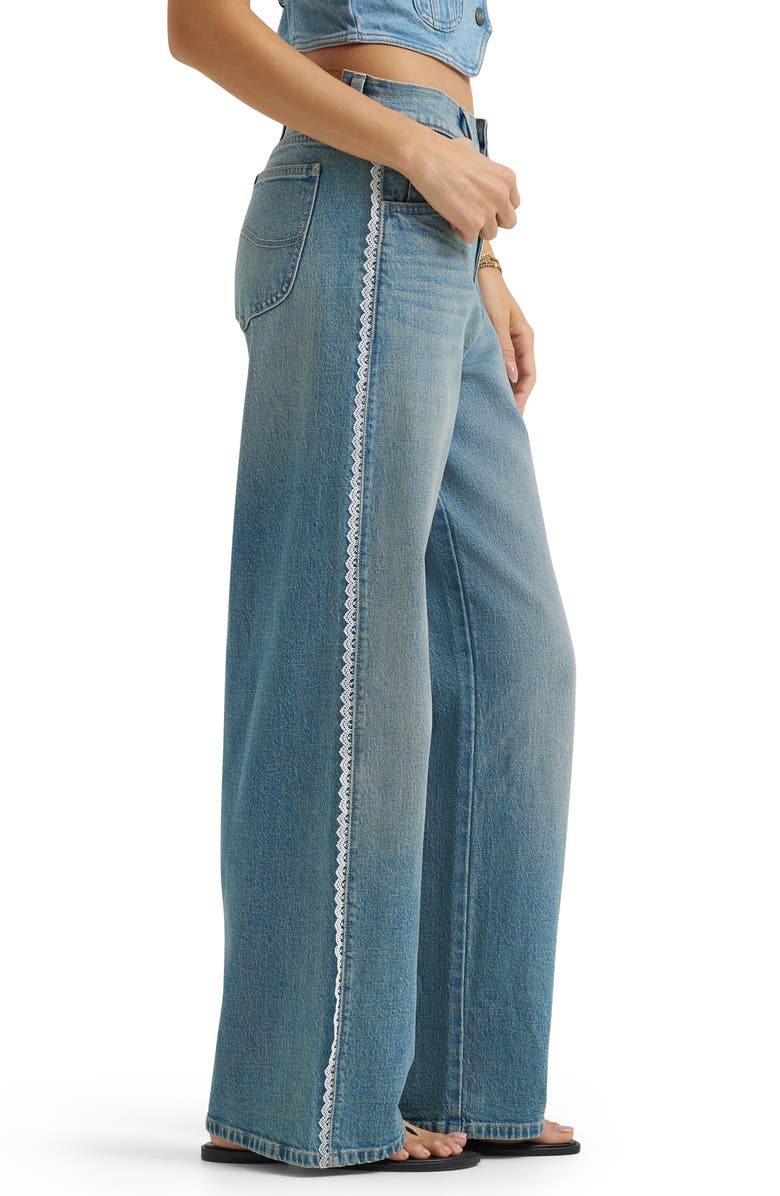 Lee Lace Trim Low Slung Slouch Jeans, Alternate, color, 