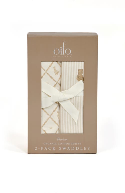 Oilo Assorted 2-pack Organic Cotton Muslin Swaddle Blankets In Eggshell
