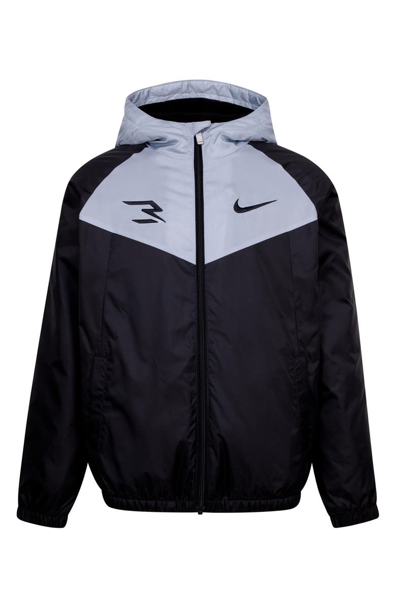 3 Brand Kids' Fleece Lined Windrunner Jacket, Main, color, Black/ Black