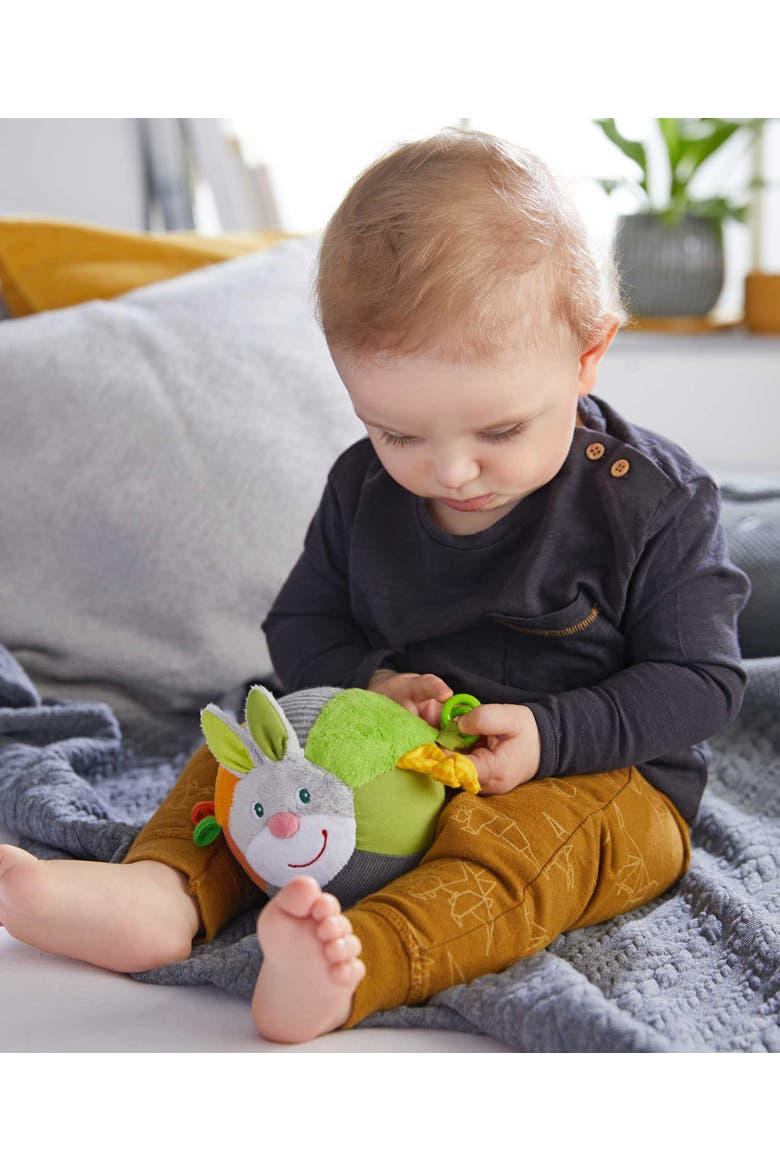 Bunny Baby Ball Toy with Crinkle Ears and Rattle Rings, Alternate, color, Multi