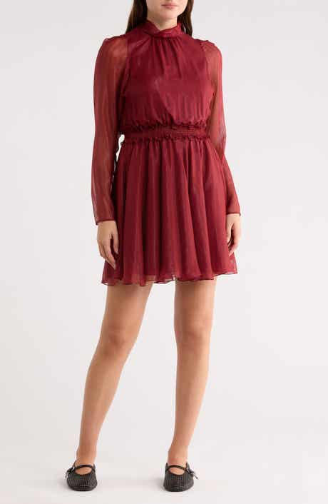 Longchamp Long Sleeve Silk Blend Dress