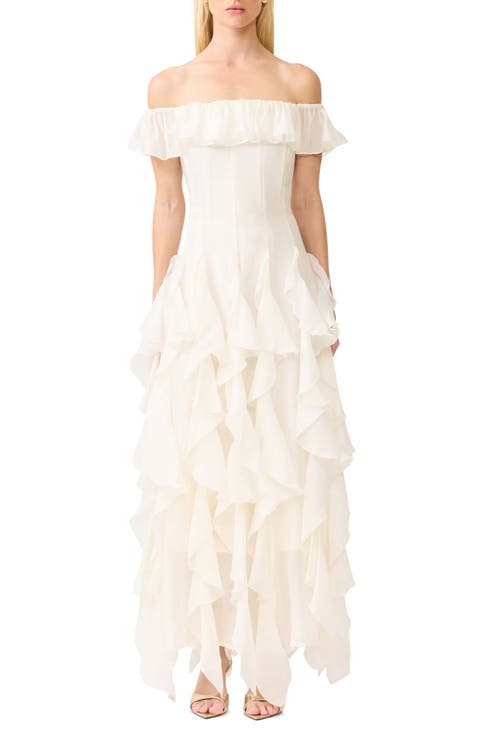 Yvette Off the Shoulder Ruffle Gown