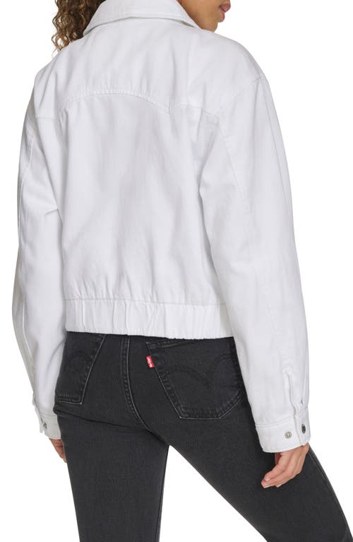 Levi's Women's Western Zip-front Denim Bomber Jacket In White Wash Denim