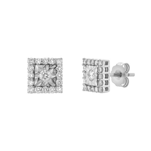 Luvmyjewelry Legatum 10k Gold Diamond Unisex Earrings In 10k White Gold
