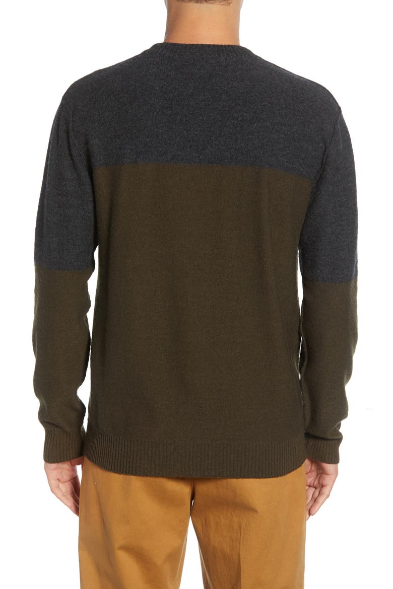 Regular Fit Felted Wool Blend Sweater, Alternate, color, LODEN GREEN/ DARK GREY MELANGE