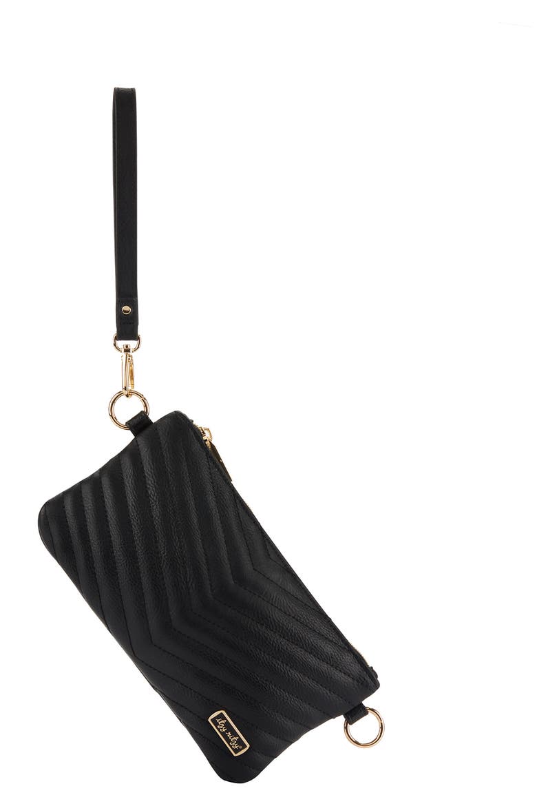 Boss Convertible Faux Leather Clutch, Alternate, color, BLACK