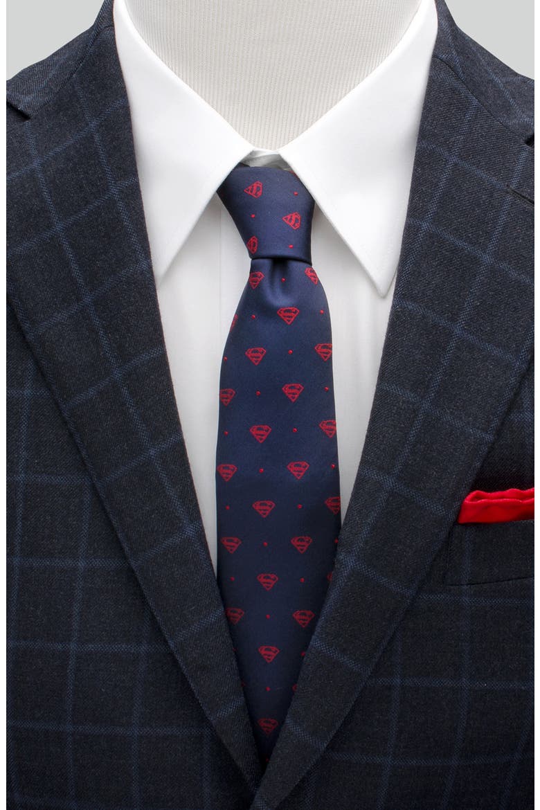 'Superman' Silk Tie, Alternate, color, BLUE