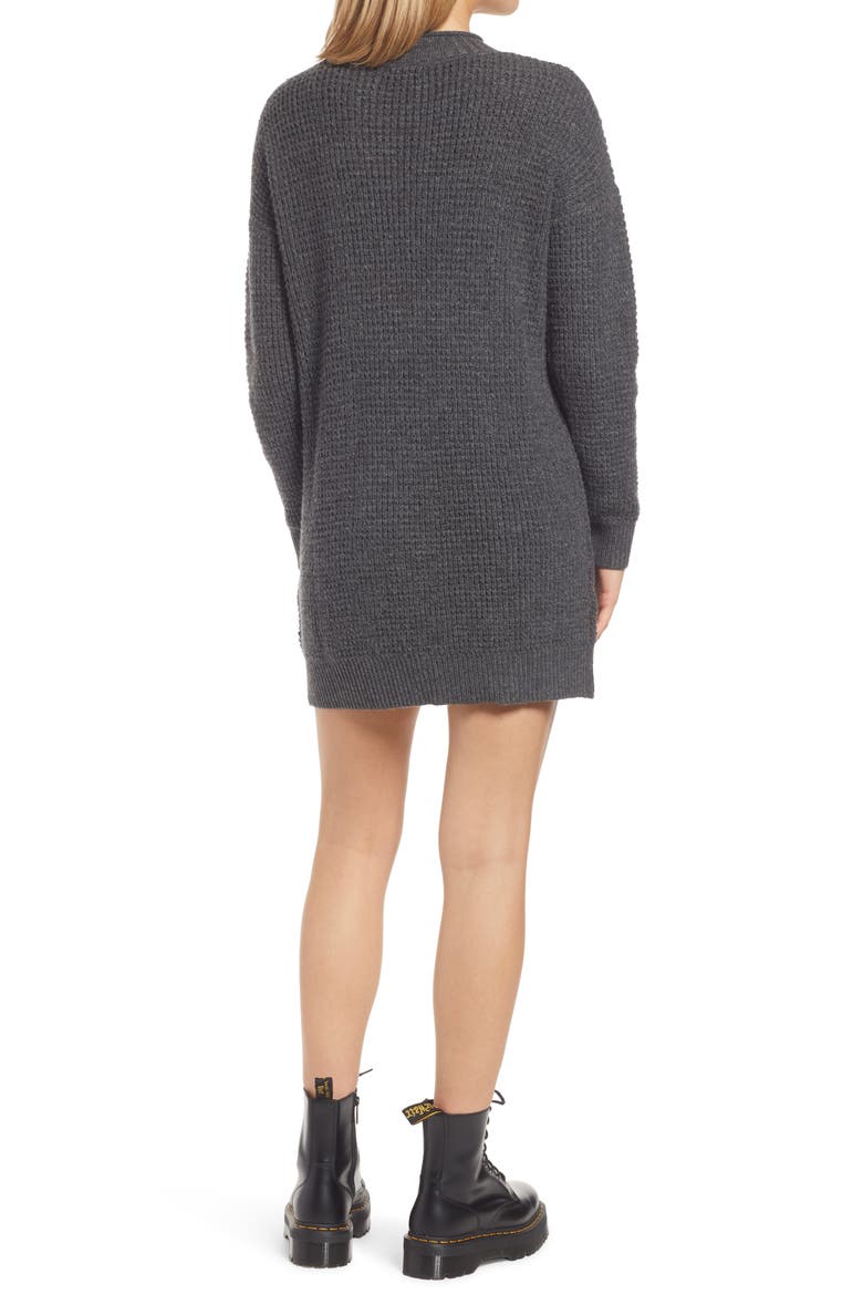 Cable Knit Sweater Dress, Alternate, color, GREY MEDIUM CHARCOAL HEATHER