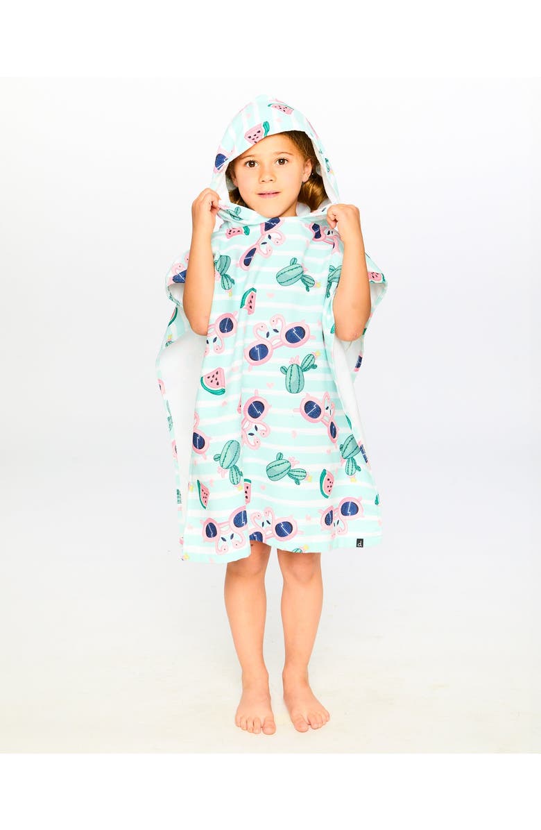 Deux par Deux Hooded Flamingo and Cactus Beach Towel, Alternate, color, Blue Flamingo And Cactus Print