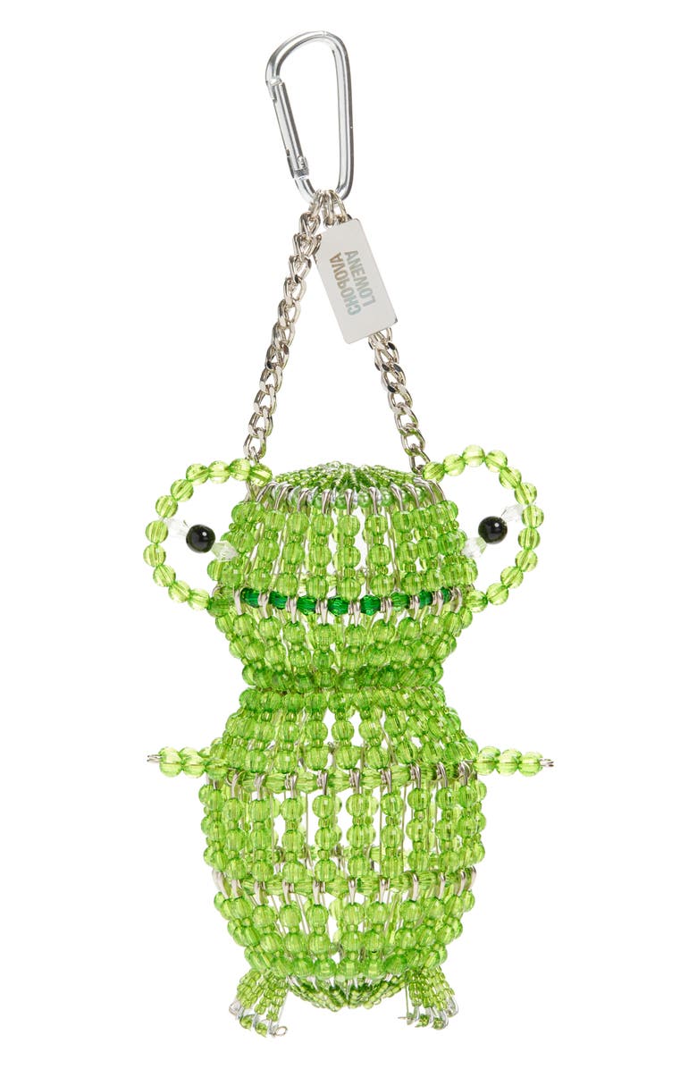 Chopova Lowena Frog Safety Pin Carabiner Bag Charm, Main, color, Green