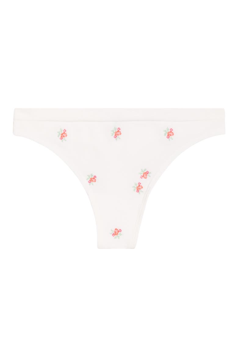 Amande Floral Cotton Blend Thong, Alternate, color, PRINT ECRU BACKGR