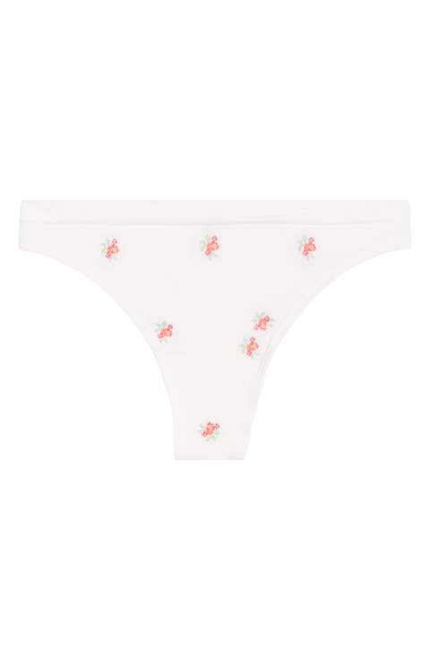 Amande Floral Cotton Blend Thong