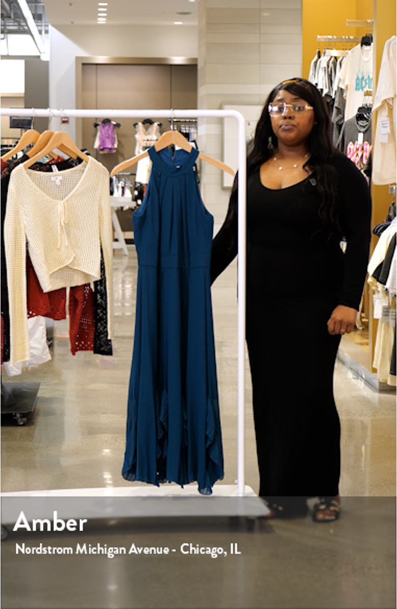 Ruffle Pleat Halter Neck Cocktail Dress, sales video thumbnail