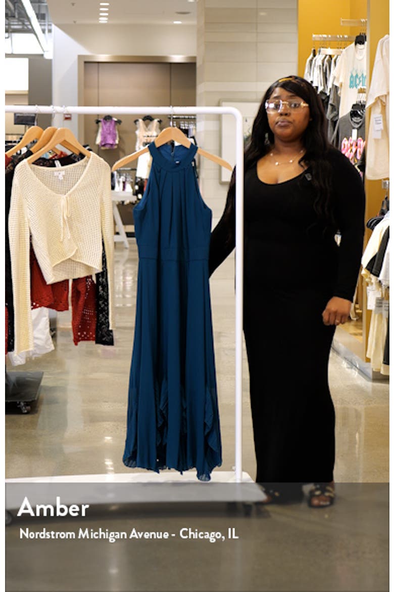 Ruffle Pleat Halter Neck Cocktail Dress video