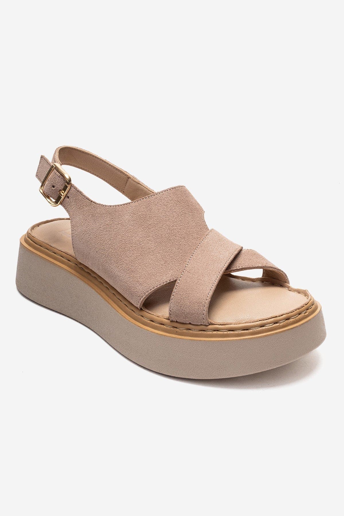Vien Leather Platform Sandal, Alternate, color, Beige Suede
