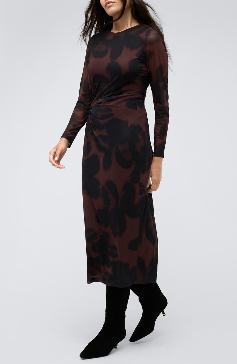Kenneth Cole Side Knot Long Sleeve Maxi Dress, Alternate, color, 