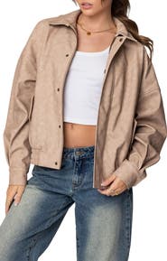 EDIKTED Mori Oversize Faux Leather Jacket