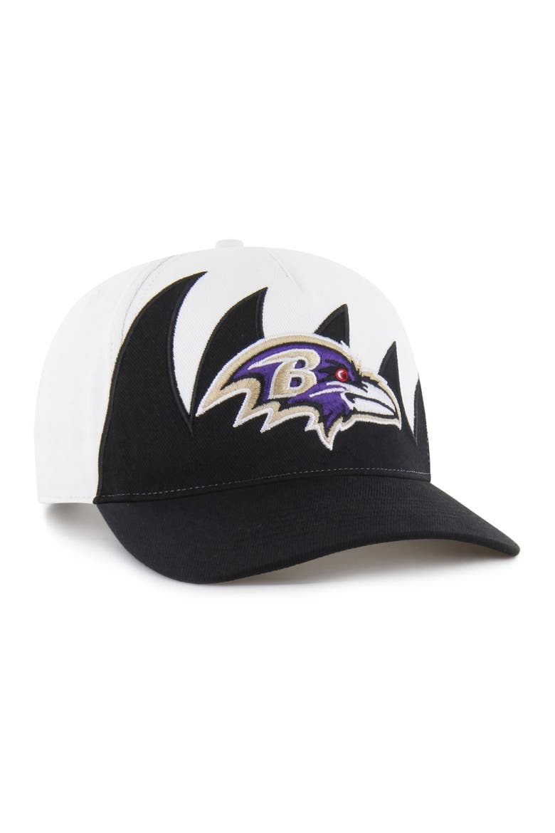 Men's '47 White Baltimore Ravens Jagged Hitch Adjustable Hat, Alternate, color, White