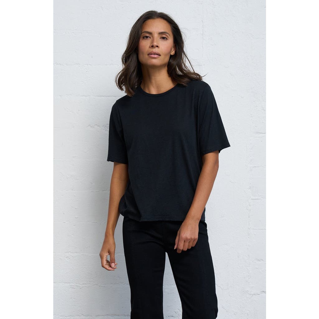 Franne Golde Slub Jersey Elbow Sleeve Crewneck Tee