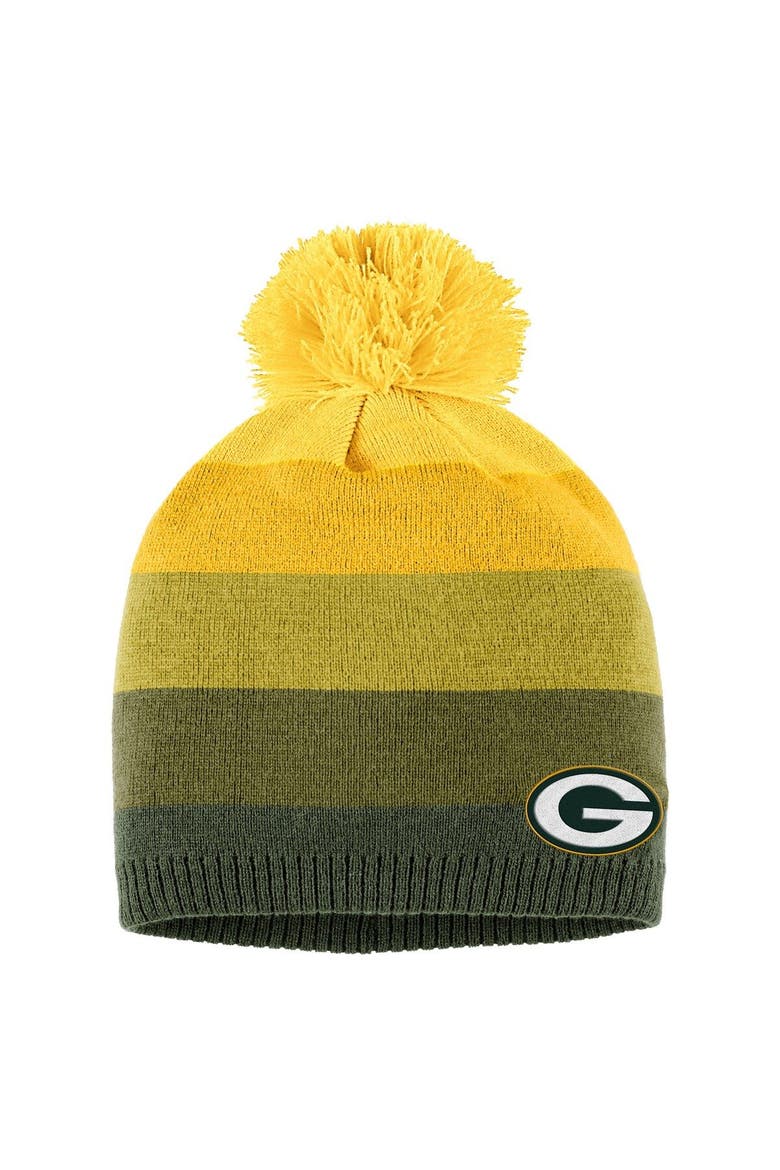 Women's WEAR by Erin Andrews Gold Green Bay Packers Ombre Pom Knit Hat and Scarf Set, Alternate, color, Gold