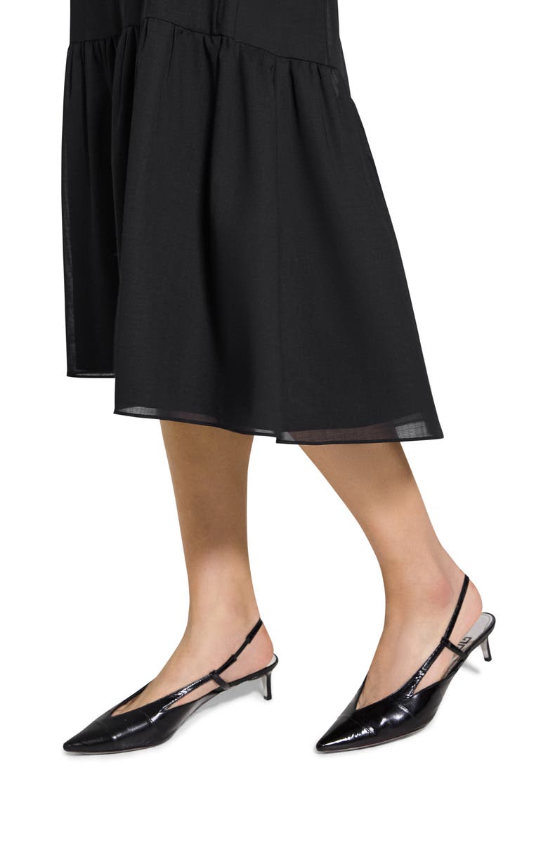 Theory Tier Tie Back Midi Dress, Alternate, color, Black