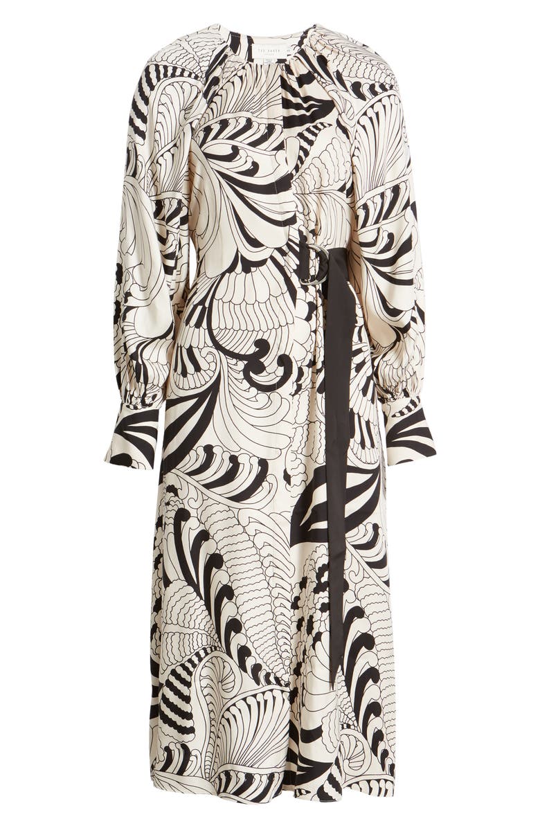 Ted Baker London Emmieeh Belt Detail Long Sleeve Midi Dress, Alternate, color, White