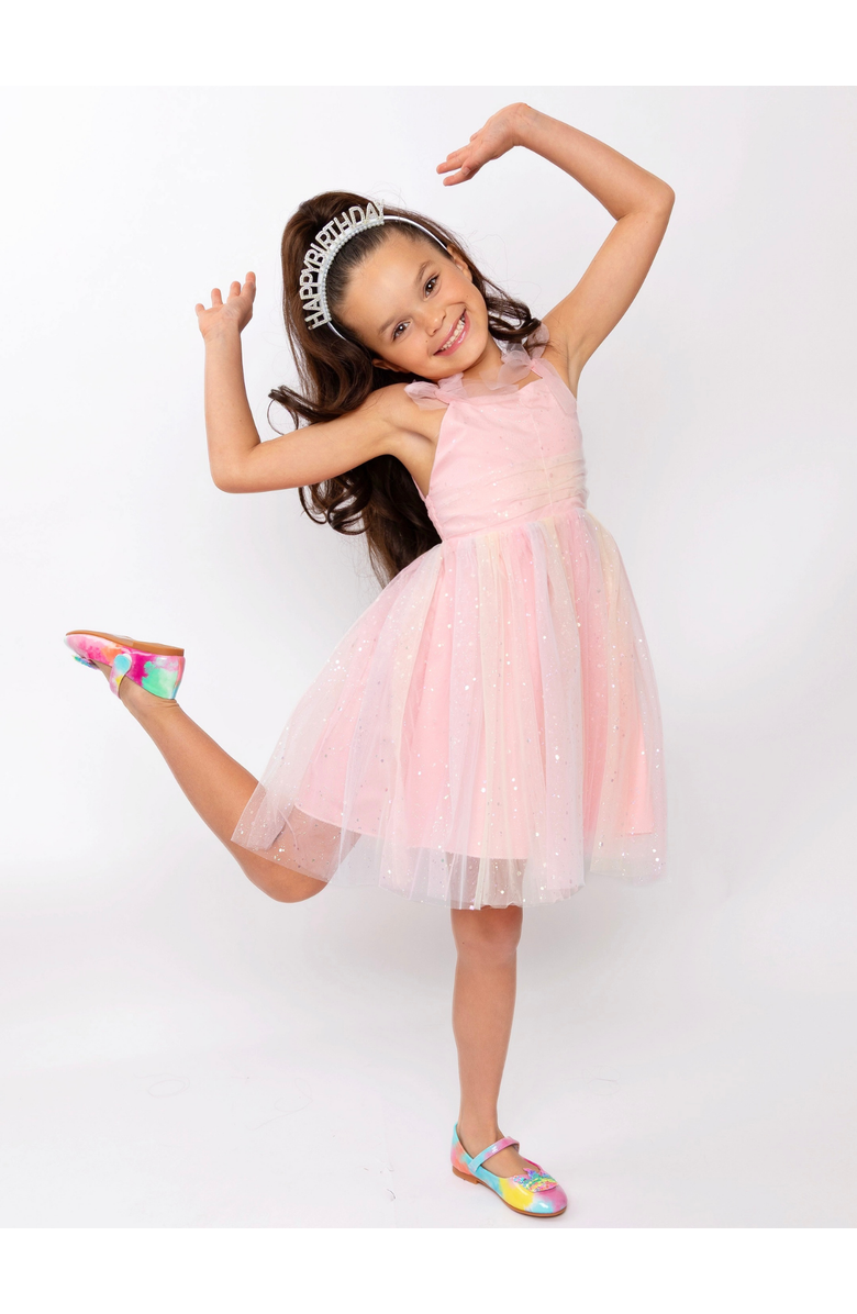Mia Belle Girls Birthday Glow Pastel Rainbow Tulle Dress, Alternate, color, Pink