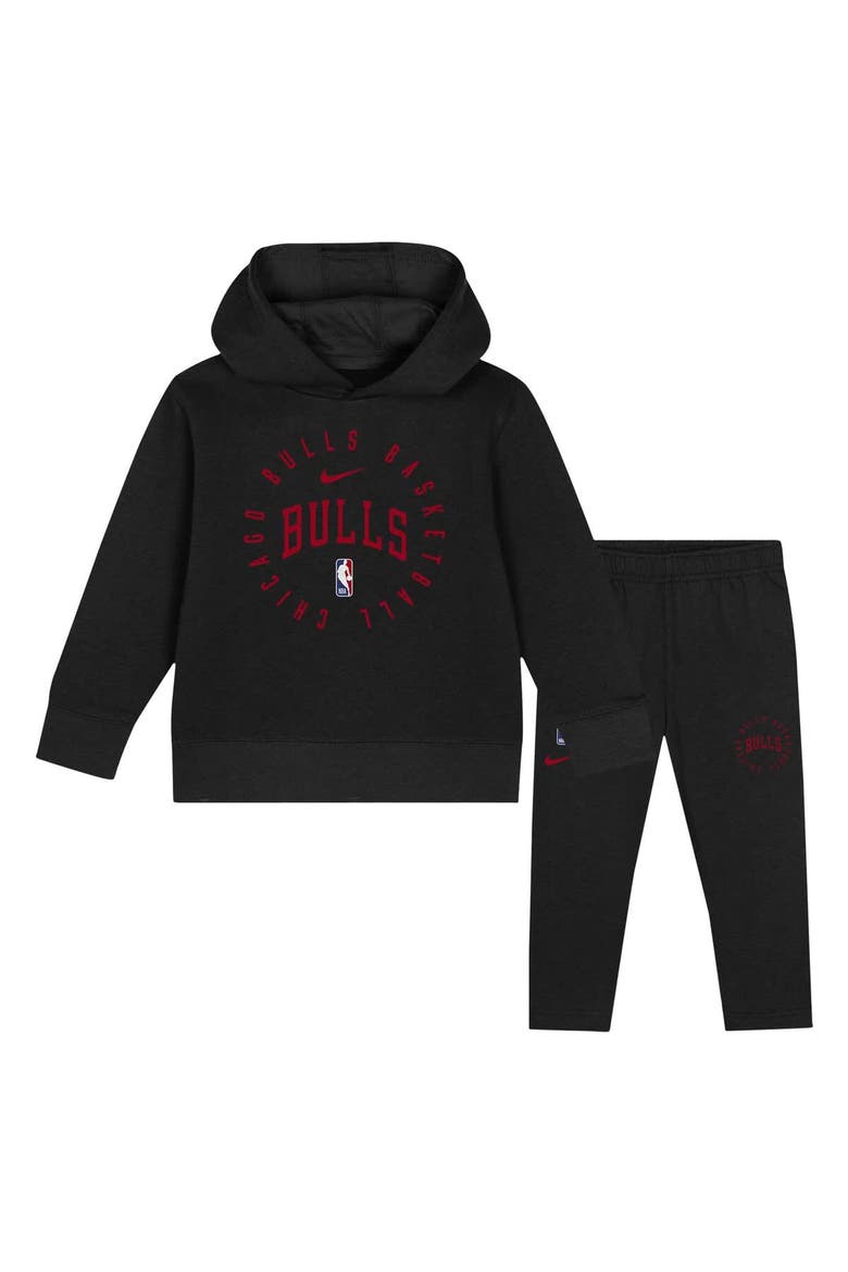 Toddler Nike Black Chicago Bulls Practice Club Pullover Hoodie and Sweatpants Set, Main, color, Black